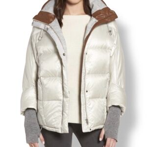 SOSKEN x Marisa Minicucci Cream Puffer Beda Jacket Down Filled Wool Sleeves Sz L